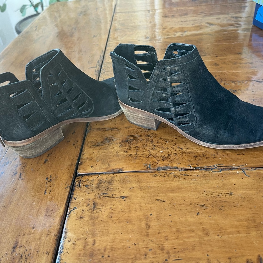 Vince Camuto Black Cutout Ankle Booties